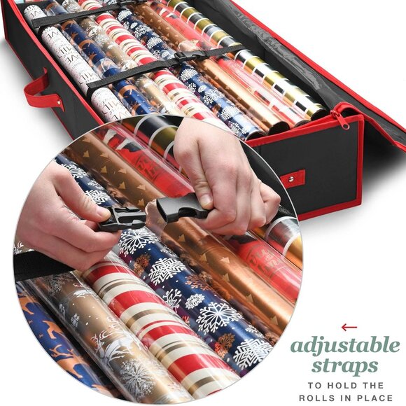 Gift‎ Wrap Organizer, Christmas Wrapping Paper Storage Bag w/Useful Pockets - Picture 5 of 8